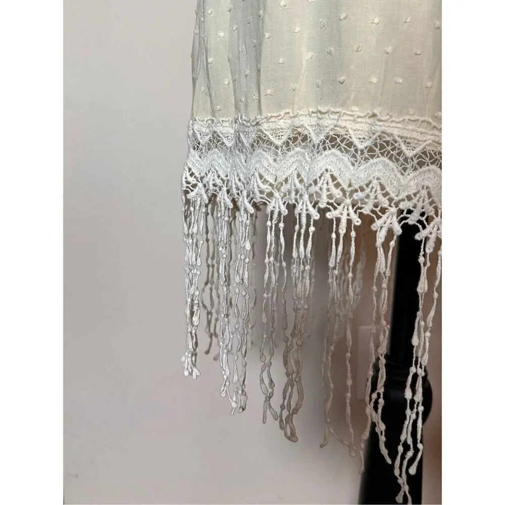 Dani Collection Spaghetti Strap Fringe Criss Cross Back Pale Yellow Dress Size S